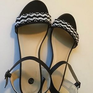 Sandals Black & White Beaded